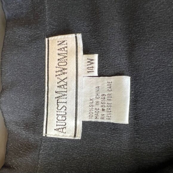 August Max Woman  100% Silk  Black  Button up  Blouse  Size 14W - Picture 5 of 12